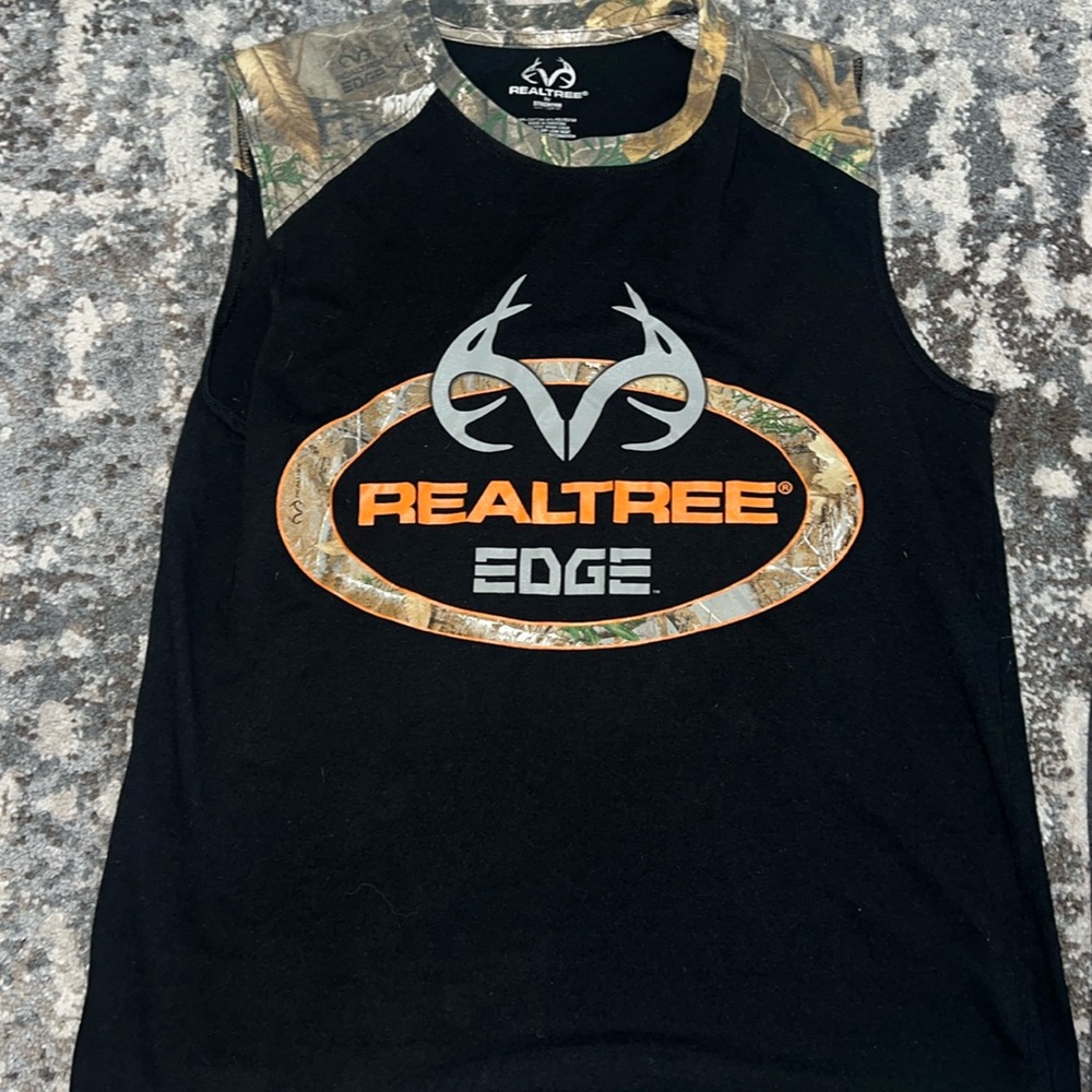 Real Tree and Mossy Oak cut off t-shirts. Good condition.